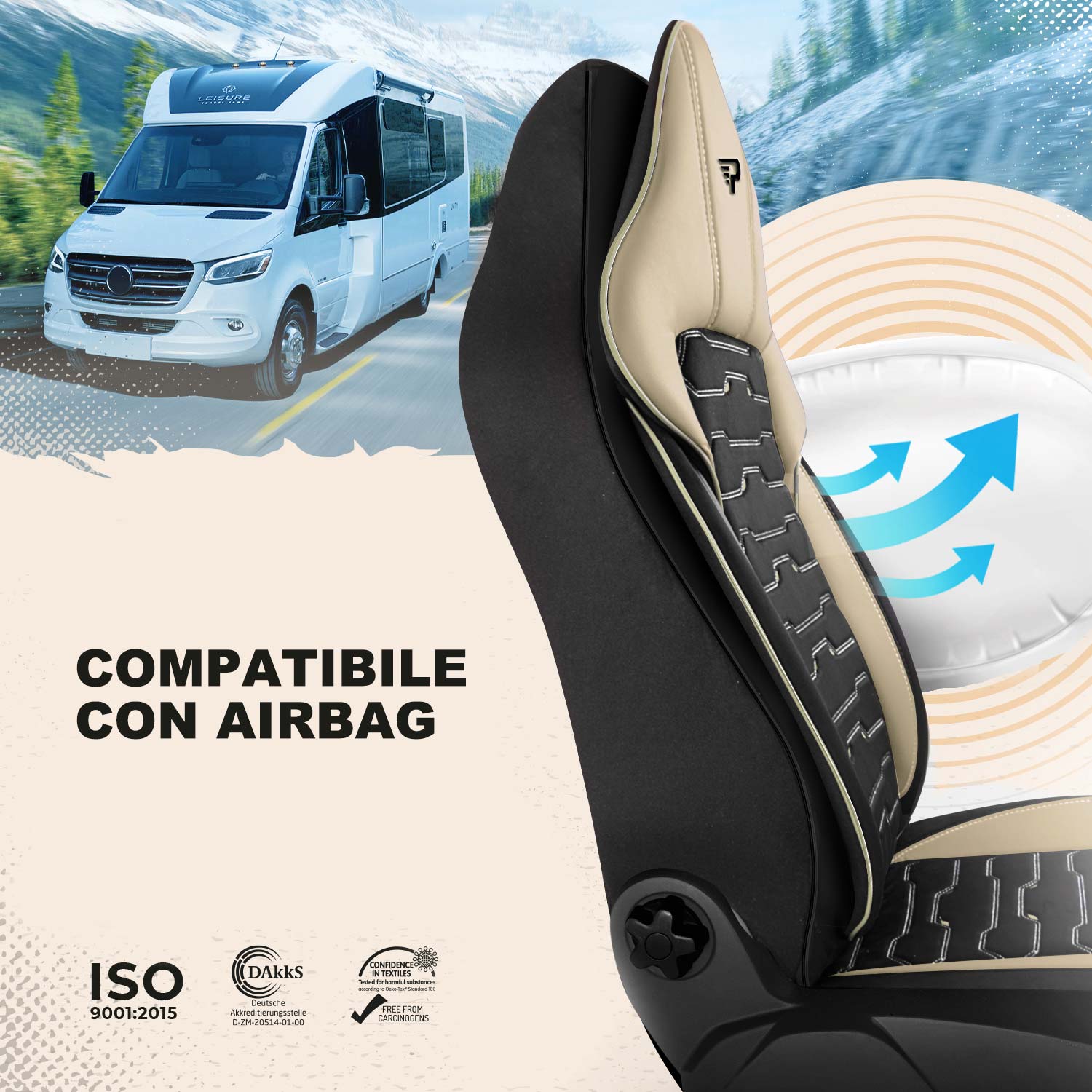 Coprisedili Beirut compatibili con sedili dotati di airbag laterali