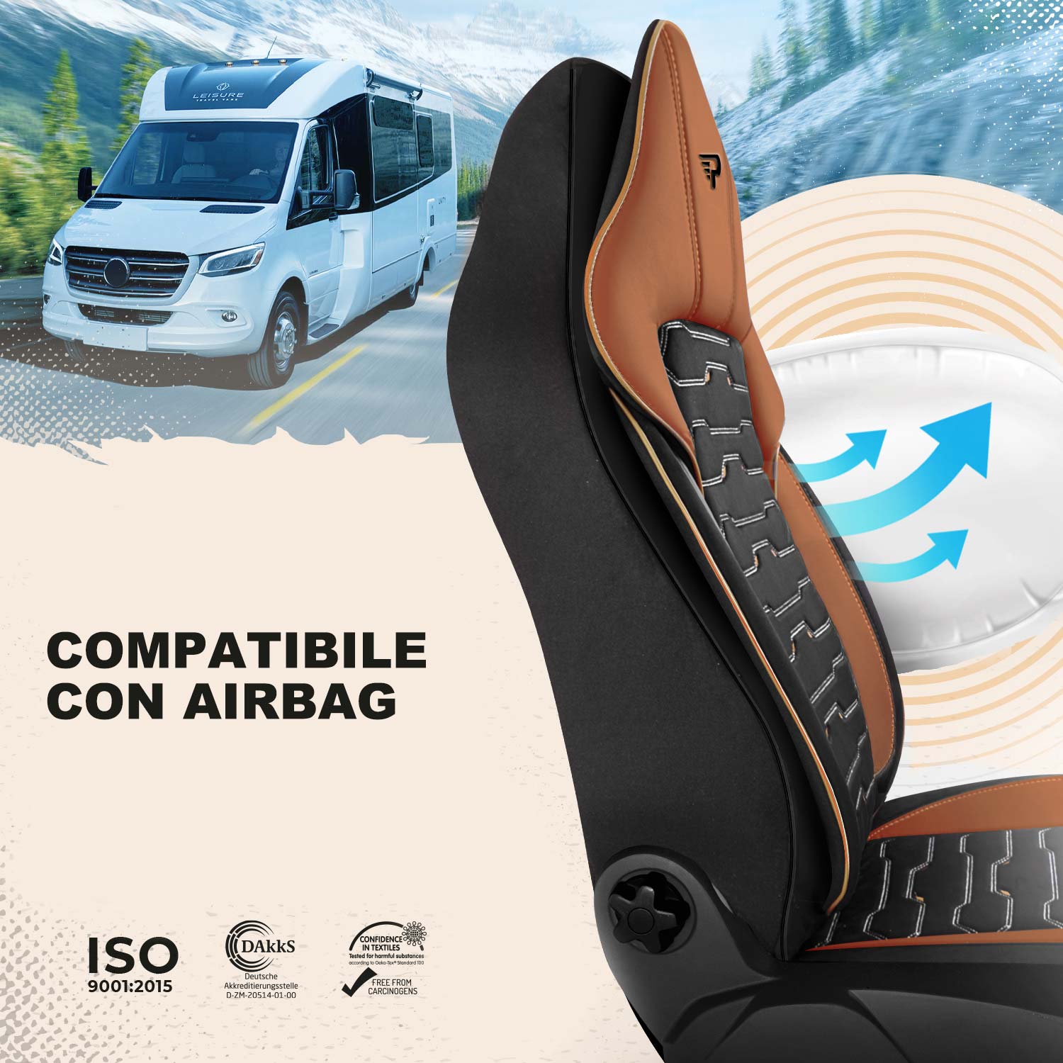 Coprisedili Beirut compatibili con sedili dotati di airbag laterali