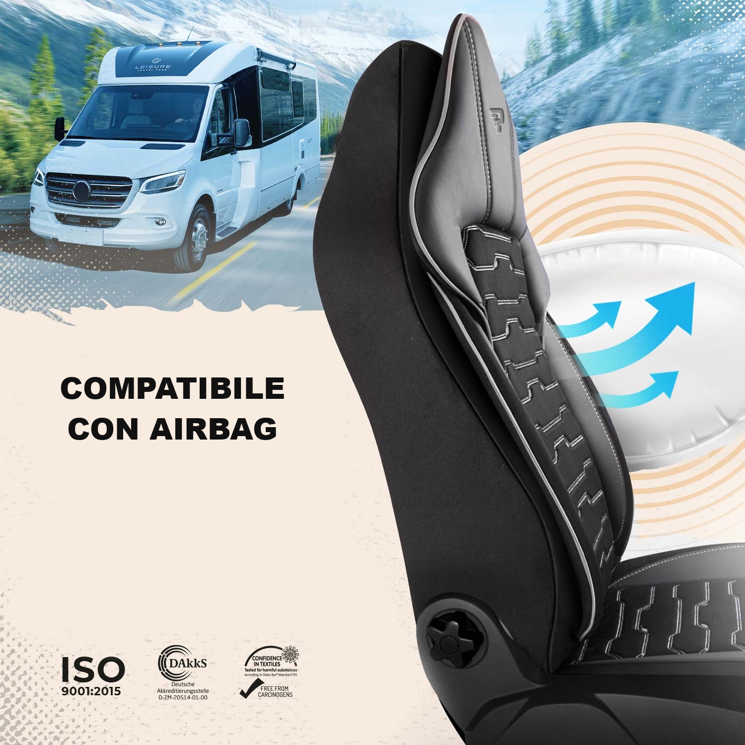 Coprisedili Beirut compatibili con sedili dotati di airbag laterali