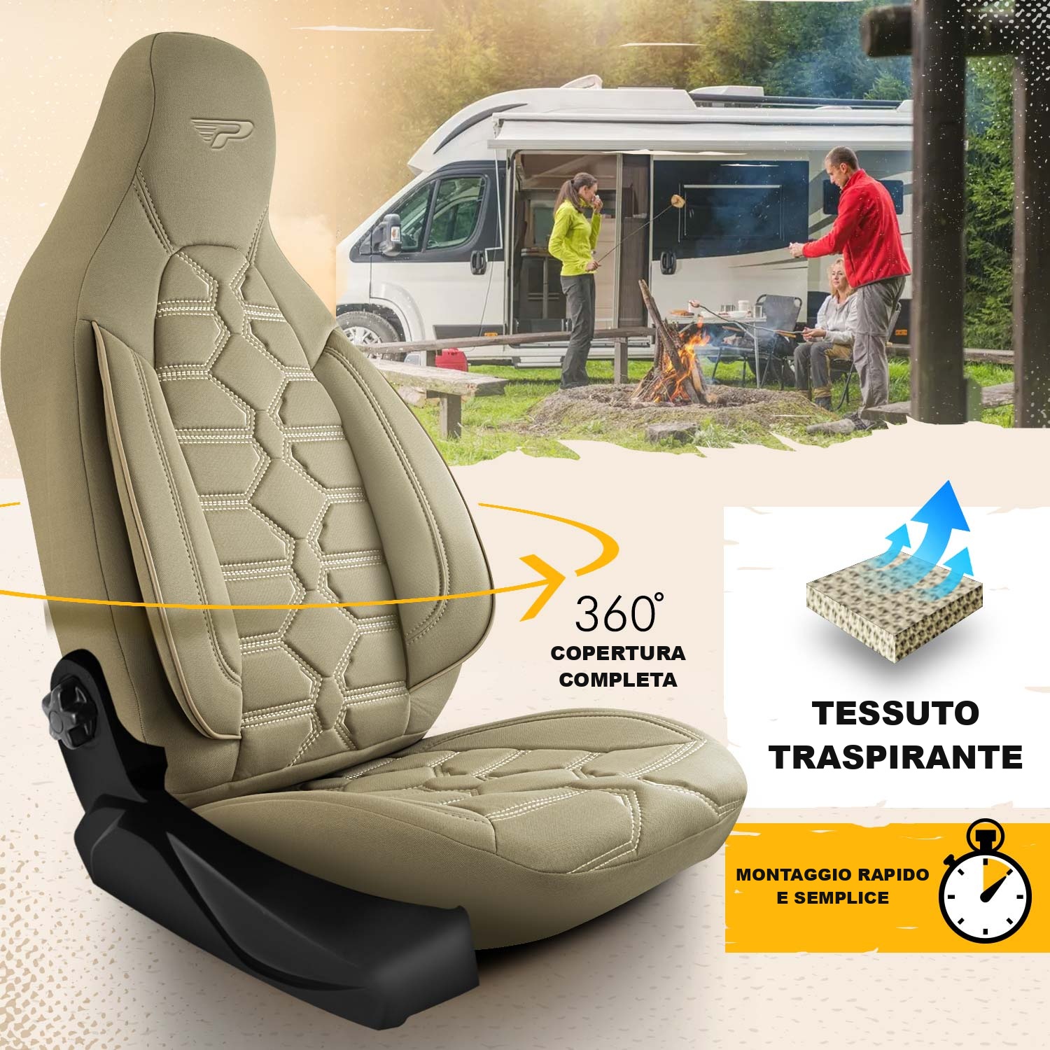 Materiale dei coprisedili Boston - tessuto traspirante