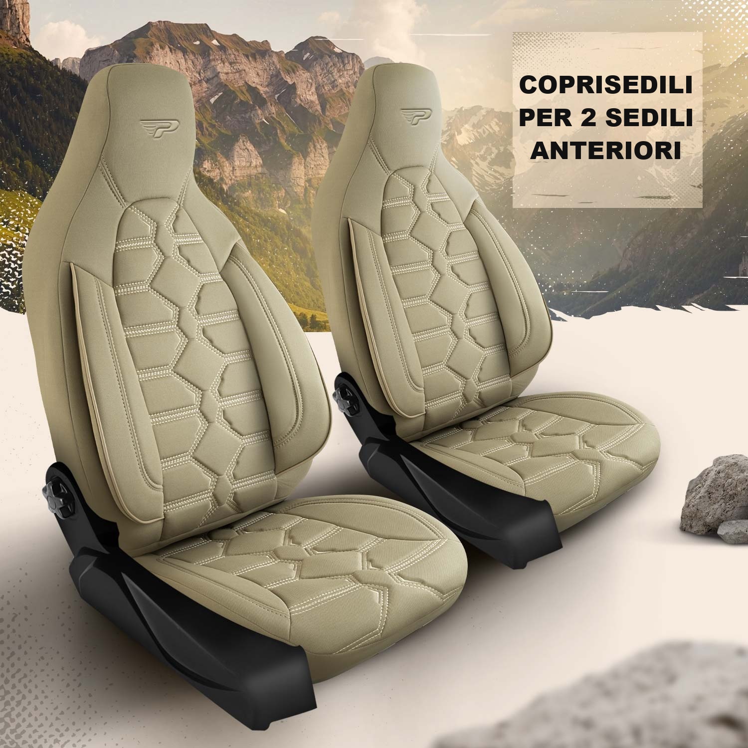 Coprisedili Boston per 2 sedili anteriori in versione beige