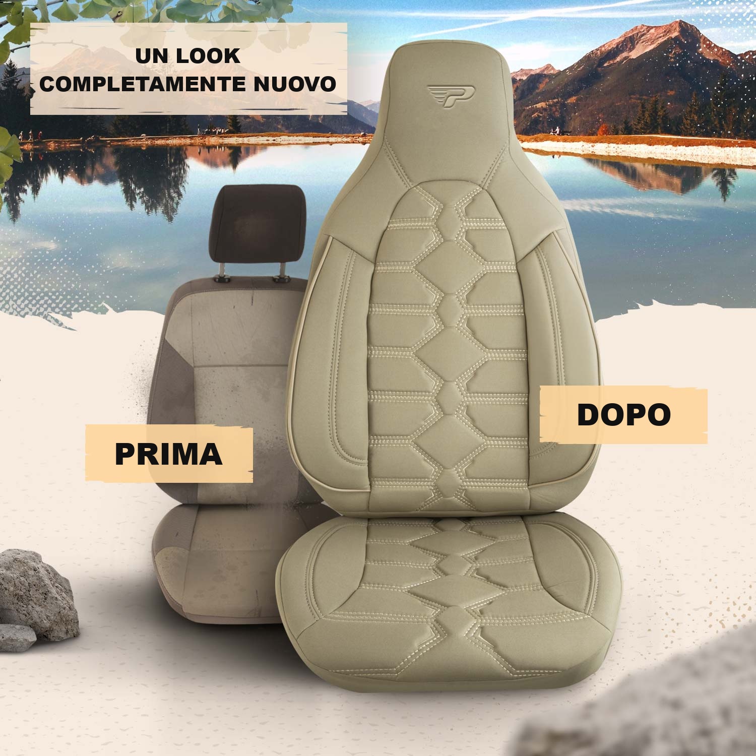 Prima e dopo il montaggio dei coprisedili Boston