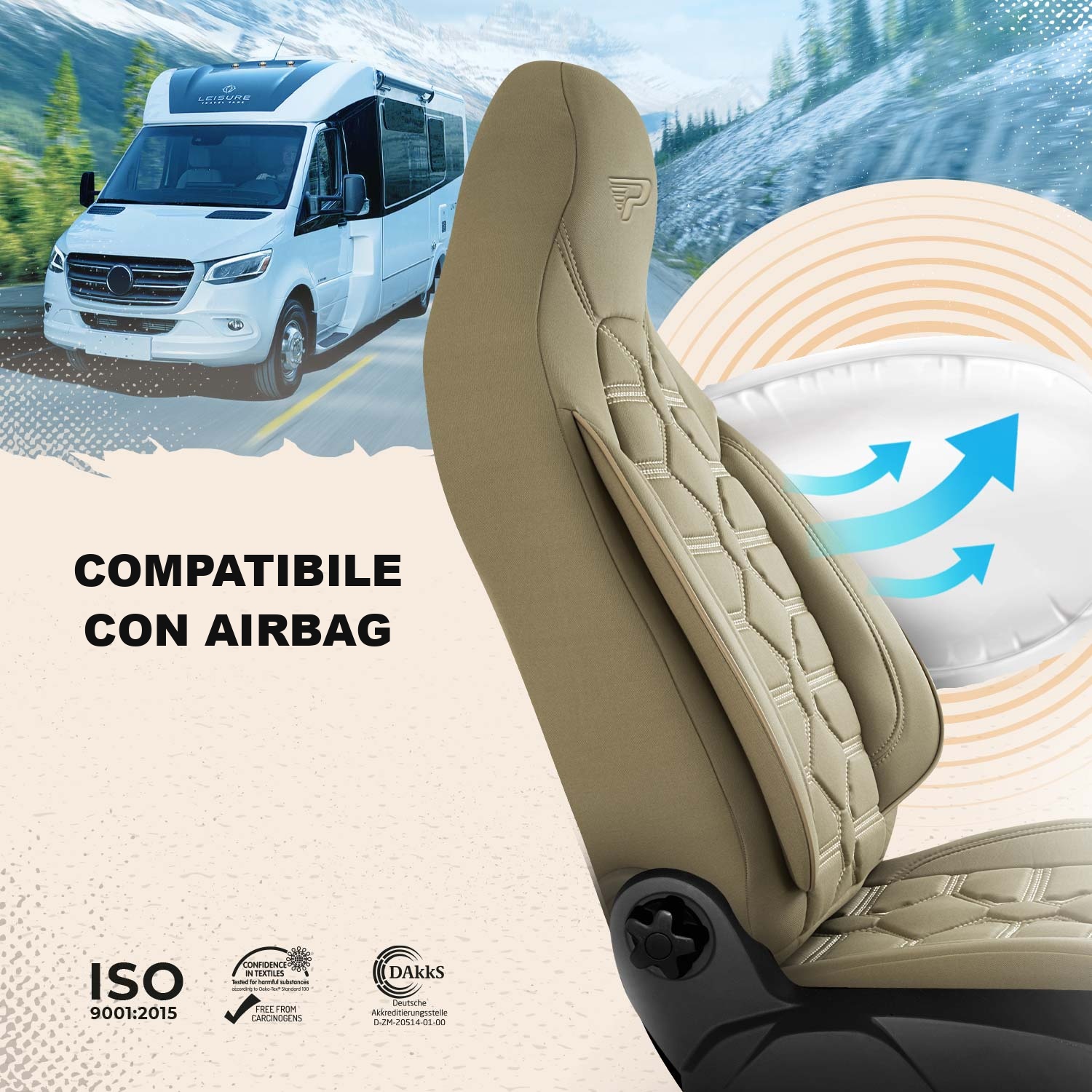 Coprisedili Boston compatibili con sedili dotati di airbag laterali