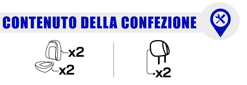 Contenuto confezione coprisedili Peru 1+1